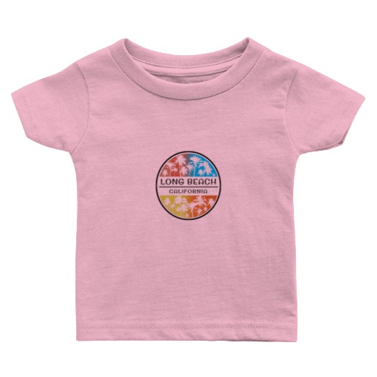 Long Beach California Palm Tree Stylish Vacation Baby T Shirts
