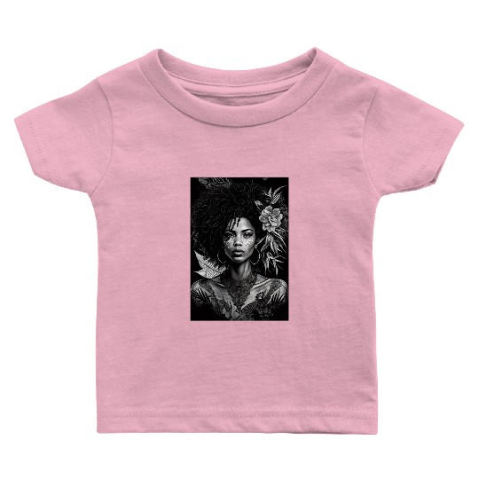 Black-and-White Afrocentric Art Baby T Shirts