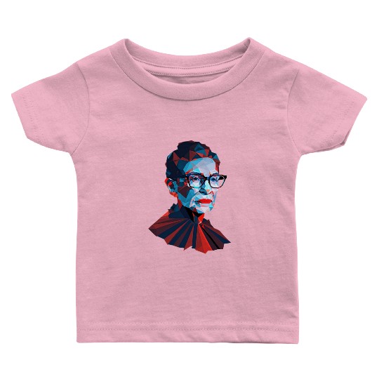 Ruth Bader Ginsburg low polygon design red blue Baby T Shirts