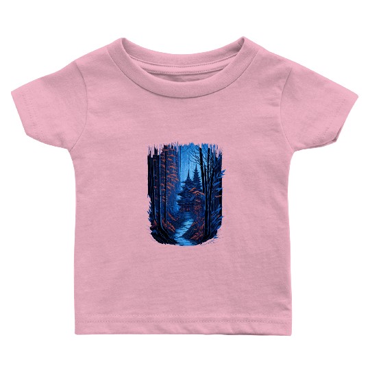 Japanese Temple in a Bamboo Forest Baby T Shirts