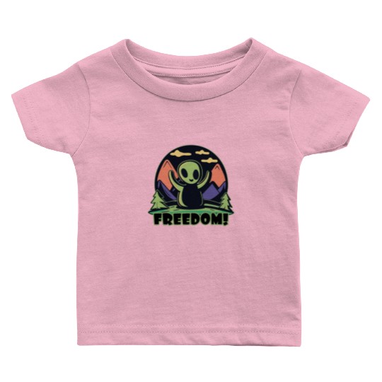little green Alien freedom Baby T Shirts