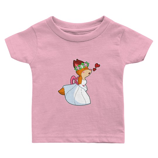 Fox As Bride With With Wedding Dress Flower Wreath Baby T Shirts