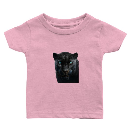 Black panther with blue eyes design wild animal Baby T Shirts
