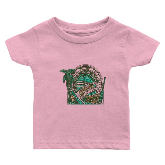 Big Island Outrigger Canoe Tribal Halftone Edges Baby T Shirts
