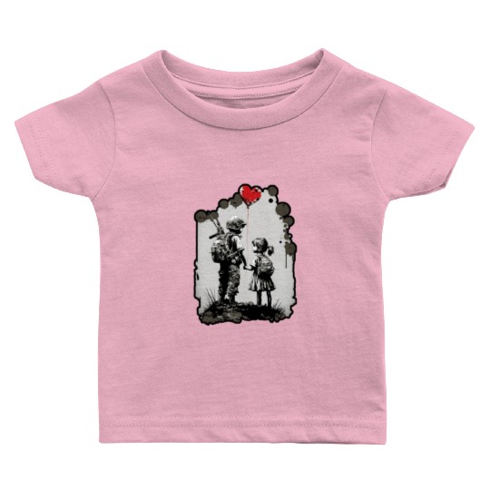 Girl and Boy Soldier War Peace Ukraine Heart Love Baby T Shirts