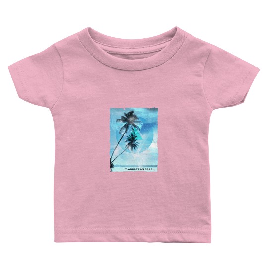 Artistic Manhattan Beach California Palm Tree Baby T Shirts