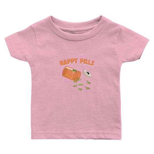 Happy Pills Green Anole Funny Lizard Lovers Humor Baby T Shirts