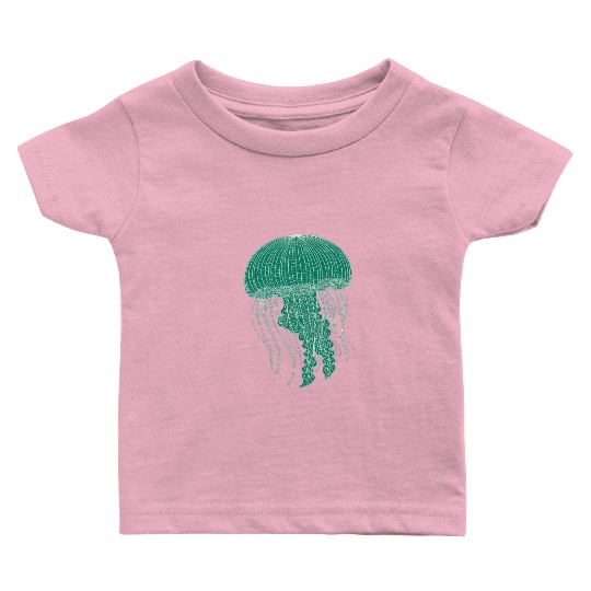 Sea life, Green Jellyfish Baby T Shirts