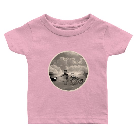 Duck couple in duck pond in nostalgic sepia Baby T Shirts
