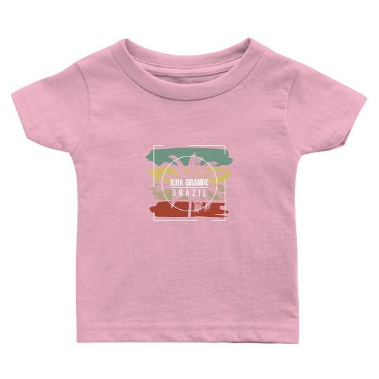 Ilha Grande Brazil Artistic Palm Tree Retro Baby T Shirts