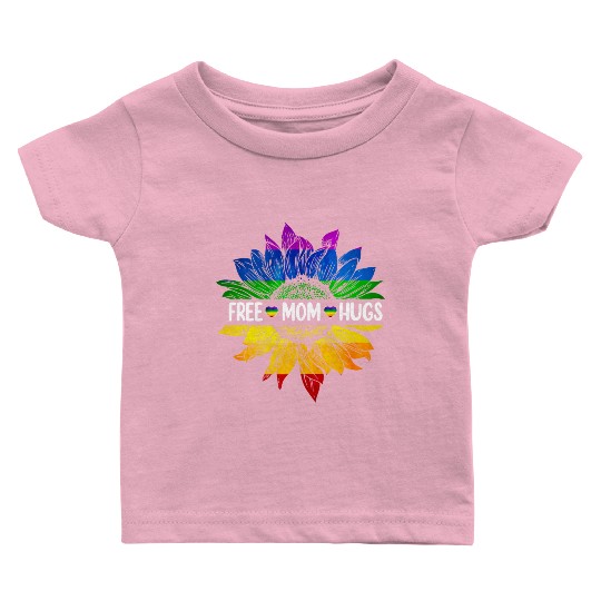 Rainbow Free Mom Hugs Gay Pride Lgbt Daisy Flower Baby T Shirts