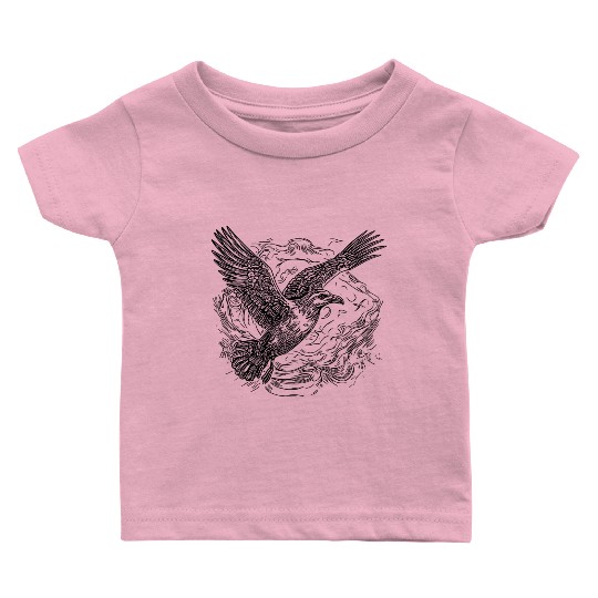 Flying Seagull Over The Sea Baby T Shirts