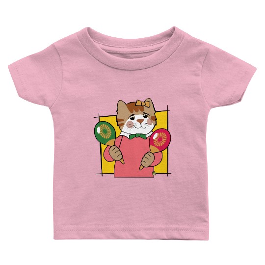 Music Maracas Girl Cat Baby T Shirts