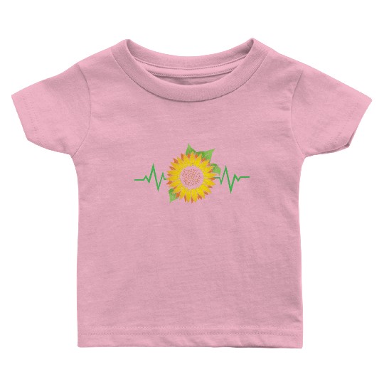 Sunflower Heartbeat Flower Lover Florist For Women Baby T Shirts