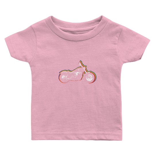 Motorcycle Gay LGBTQ Rainbow LGBT Pride Month Baby T Shirts
