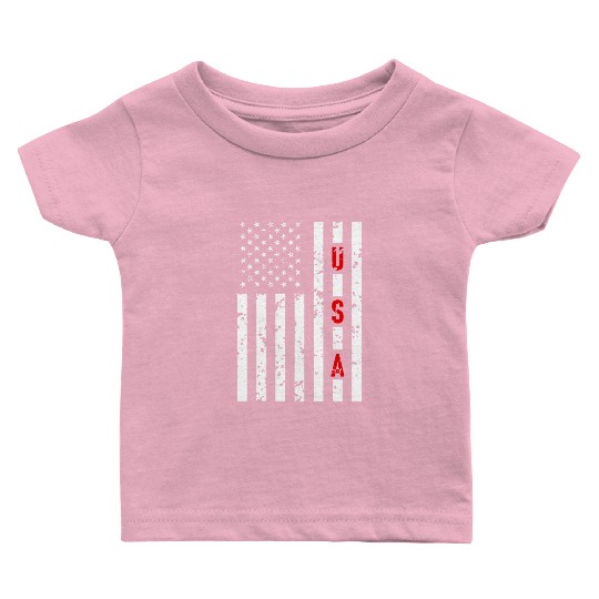 USA Flag Americann Patriotic Fourth of July 4Th In Baby T Shirts