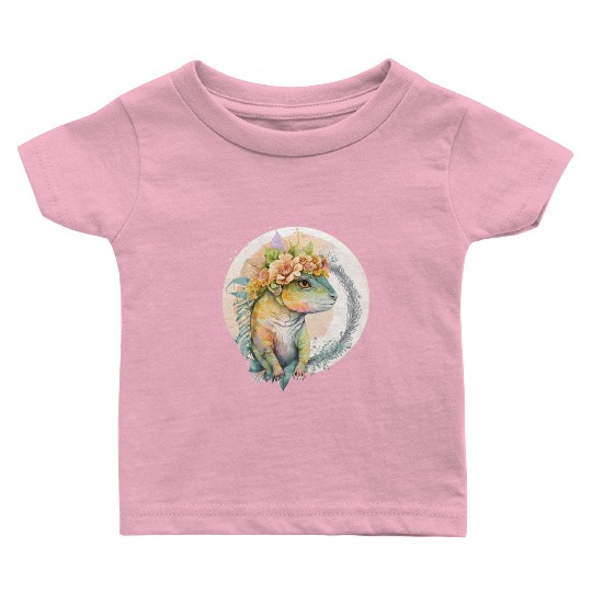 Cute Lizard Chameleon Flower Crown Pet Reptile Lov Baby T Shirts