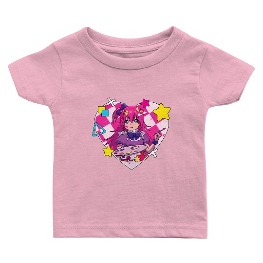Harajuku Street Fashion Painter Heart Anime Girl Baby T Shirts