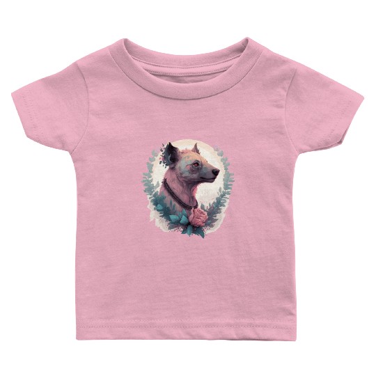 Watercolor Hyena Flower Crown Africa Safari Animal Baby T Shirts