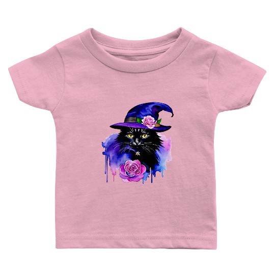 Watercolor Cat Halloween Sublimation Baby T Shirts