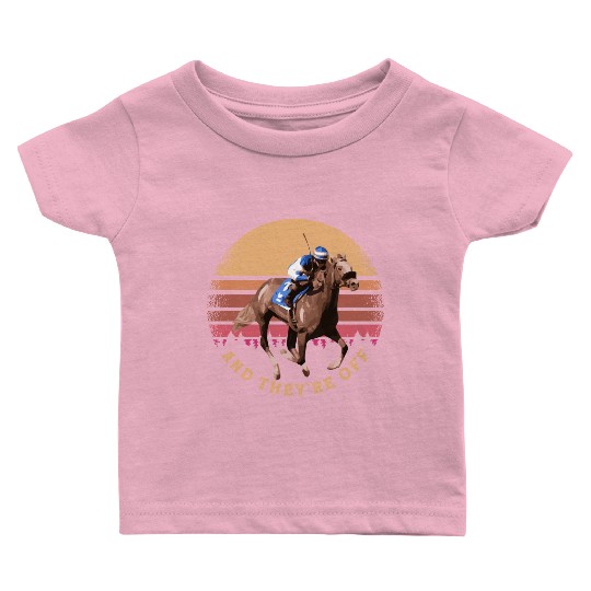 And They're Off - Funny Horse Racing at Vintage Baby T Shirts