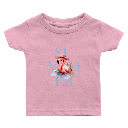 Summer Flamingo Baby T Shirts