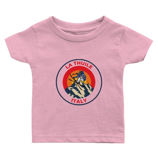 Vintage Cool Skiing in La Thuile Italy Sunset Baby T Shirts