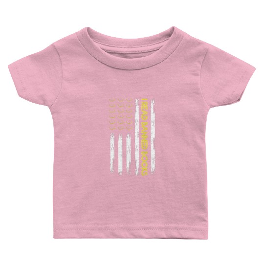 I Read Banned Books Retro USA Flag Reading Baby T Shirts