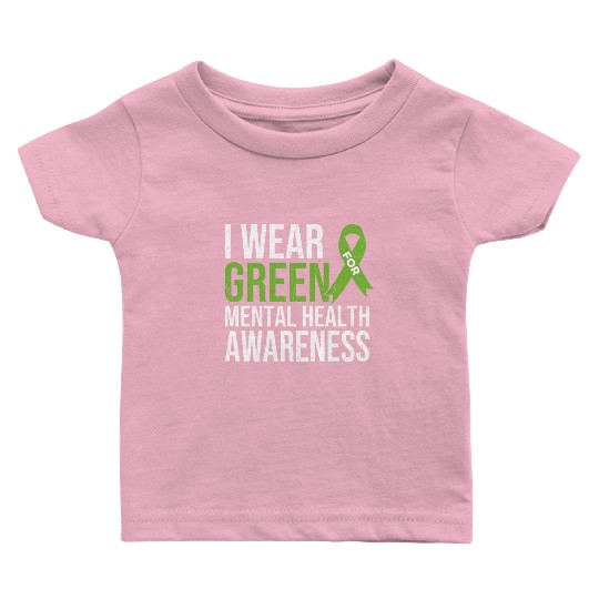 Green Ribbon Mental Health & Depression Awareness Baby T Shirts