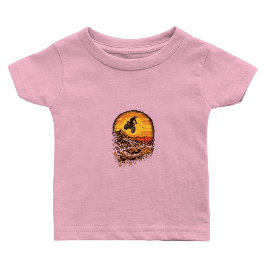 Dirt Bike Jumping Dirt Mound Motorcycle Biker Baby T Shirts