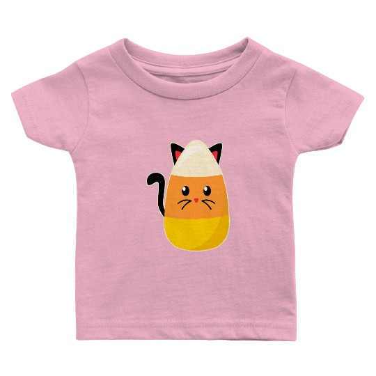 Candy Corn Cat Halloween Baby T Shirts