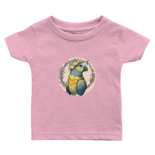 Yellow Blue Ara Macaw Flower Crown Parrot Parakeet Baby T Shirts