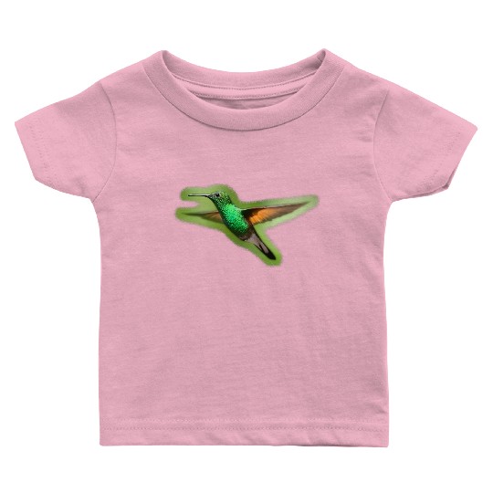 Green Hummingbird Illustration Bird Lover Baby T Shirts