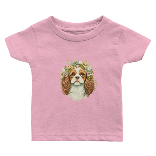 Cute Cavalier King Charles Spaniel Flower Crown Do Baby T Shirts