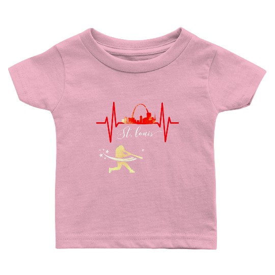 Saint Louis Red Cardinal Dress Heartbeat Baseball Baby T Shirts