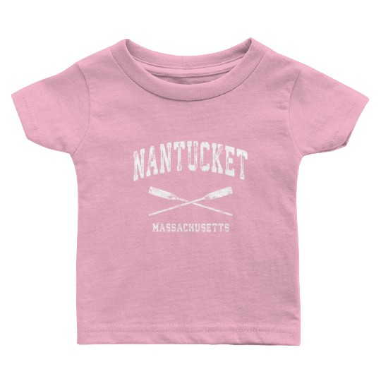Nantucket Massachusetts Nautical Crossed Oars Baby T Shirts