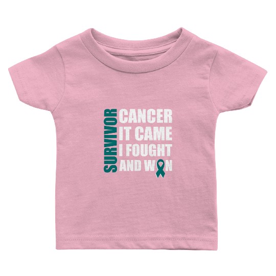Ovarian Cancer Fight Cancer Ribbon Baby T Shirts