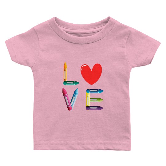 Pre-K Teacher Preschool Day Love Teachers Crayon Baby T Shirts