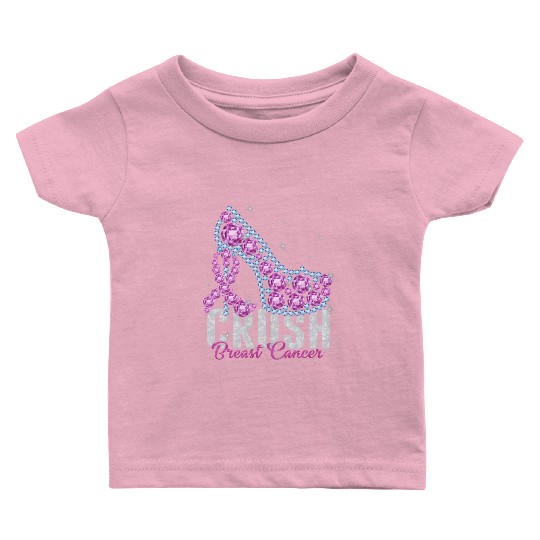 Crush Breast Cancer Bling Ribbon Baby T Shirts