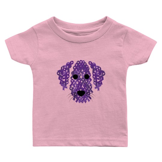 Purple Ribbon Dog Face Lupus Inspirational Awarene Baby T Shirts