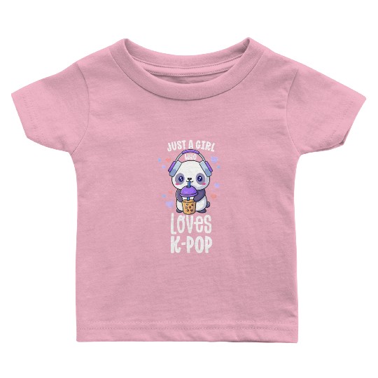 Just A Girl Who Loves K-Pop Kawaii Boba And KPop Baby T Shirts