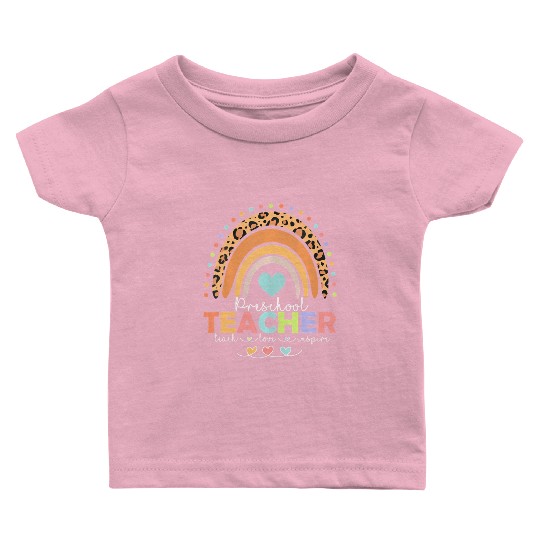 Rainbow Teach Love Inspire Preschool Teacher Back Baby T Shirts