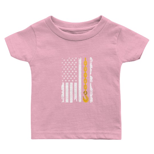 Tow Truck Us Flag Trucking Driver Baby T Shirts