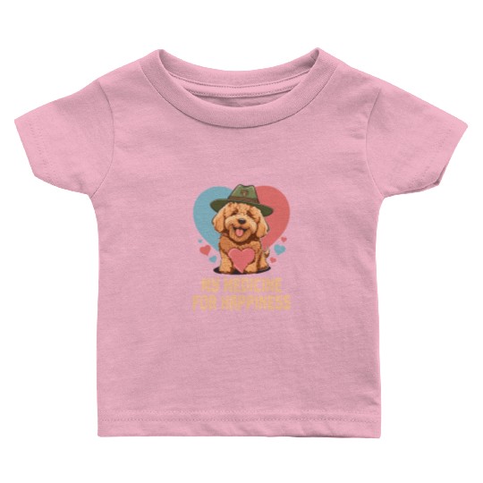 My Medicine For Happiness Goldendoodle Dog Dad Baby T Shirts