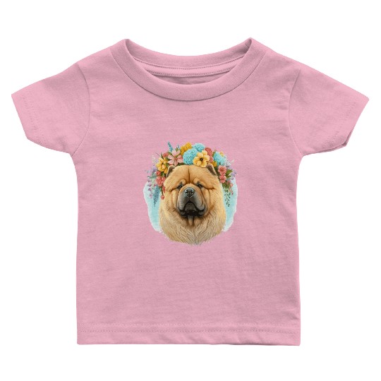 Cute Chow Chow Flower Crown Pet Dog Breed Floral P Baby T Shirts