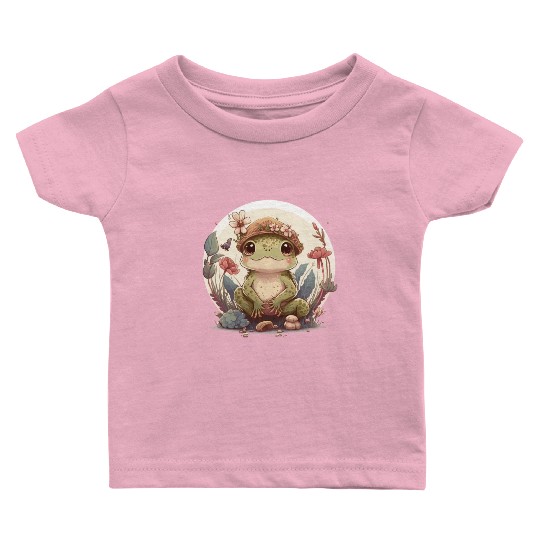 Cute Cottagecore Baby Frog Toad Frog Lovers Baby T Shirts