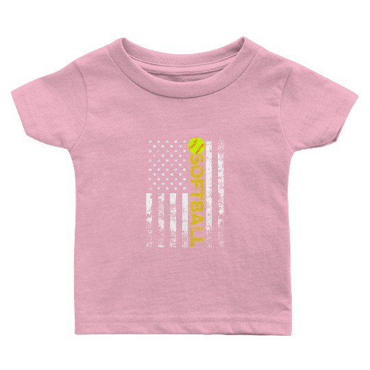 American Flag Softball Team Baby T Shirts