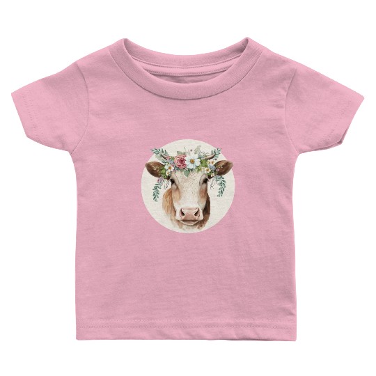 Cottagecore Cute Cow Ox Farm Animal Pet Calf Baby T Shirts