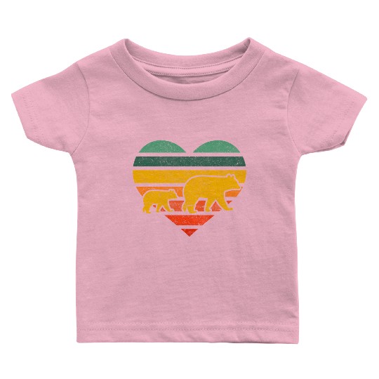 Mama Bear One Cub Heart Mothers Day Baby T Shirts