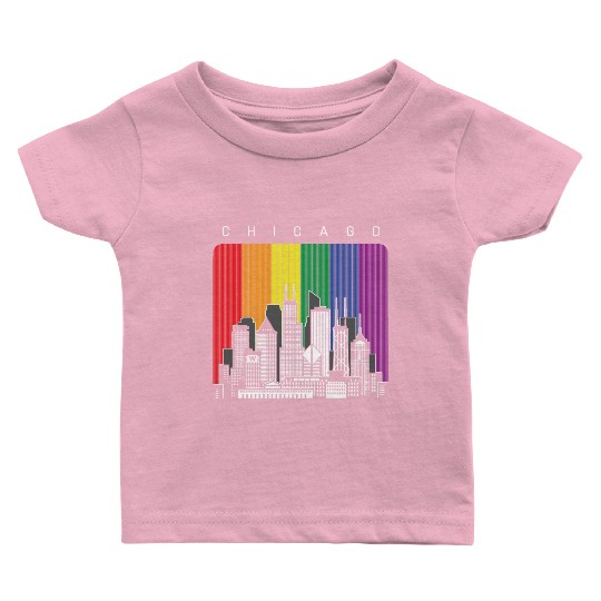 Chicago LGBT Rainbow Flag Baby T Shirts